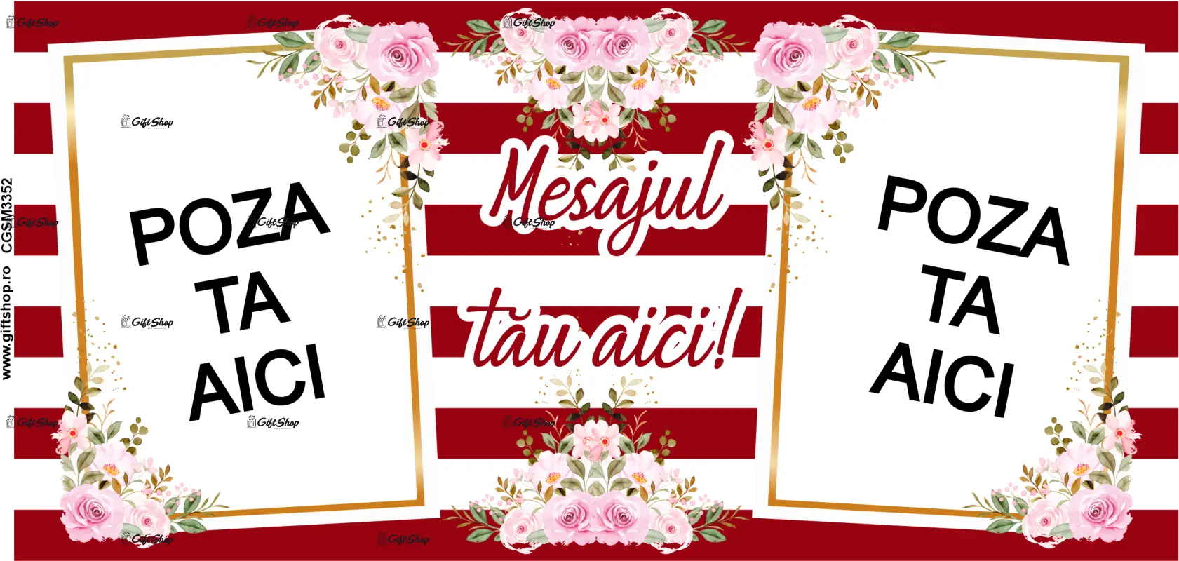 Cana, personalizata cu  2 poze si 1 text, 330ml, model 3352